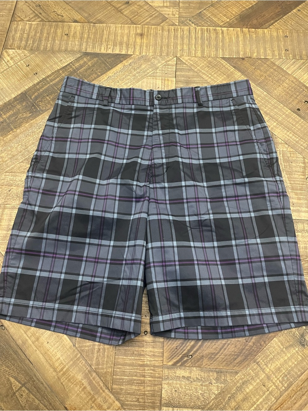 Slazenger Men's Flat-Front Performance Golf Shorts - Size 34 Plaid
